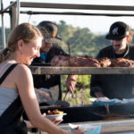 woman at grill