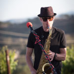 sax player in vineyard